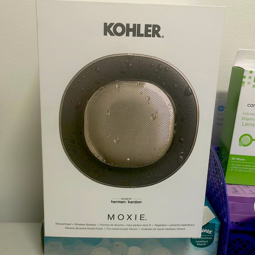 Kohler Moxie Showerhead + Wireless Speaker.  Brand new